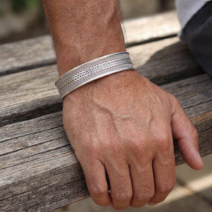 Men Women Sterling Silver Wide Cuff