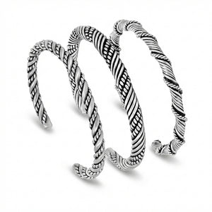 Men's silver cuff bracelets set
