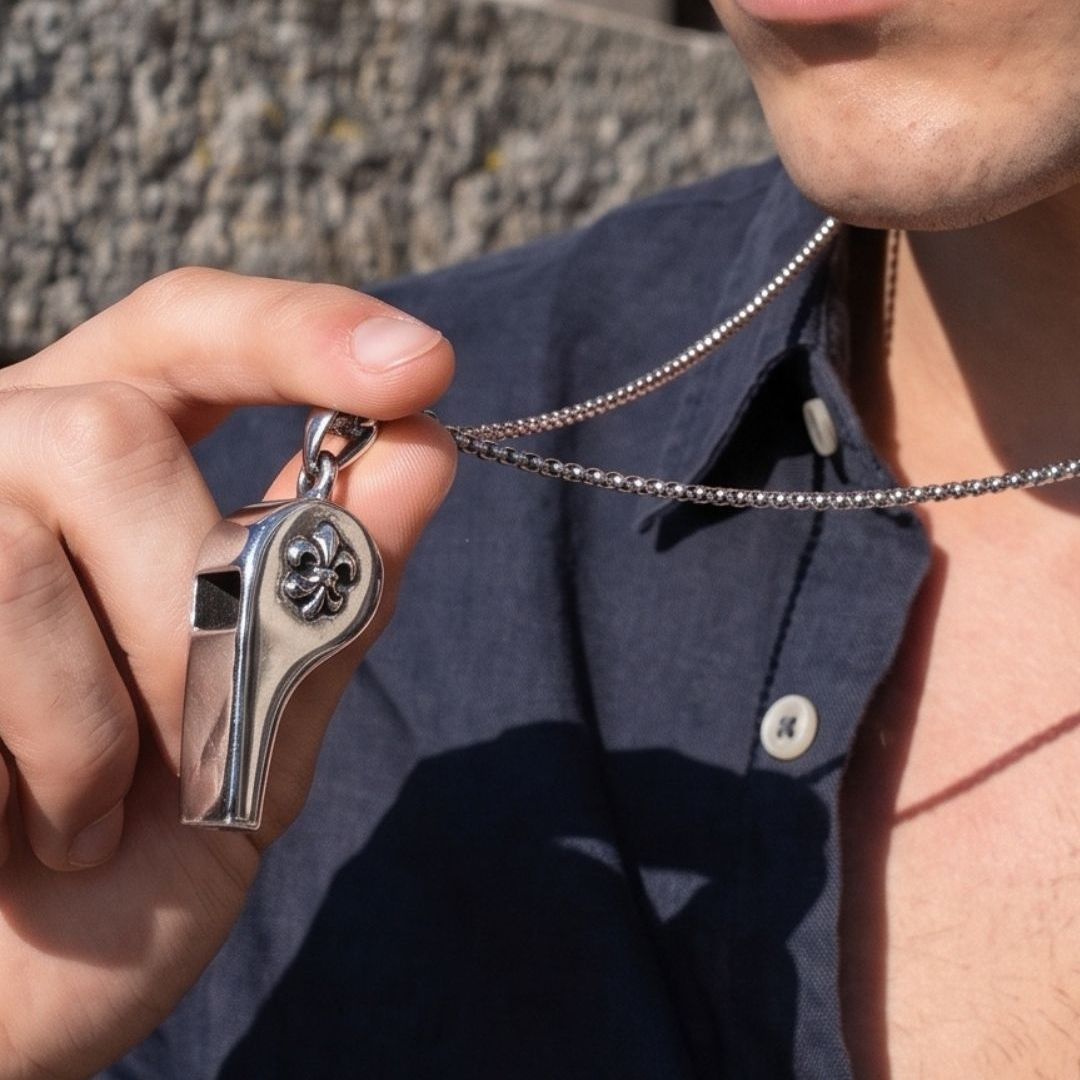 Whistle pendant silver 925 gift for men