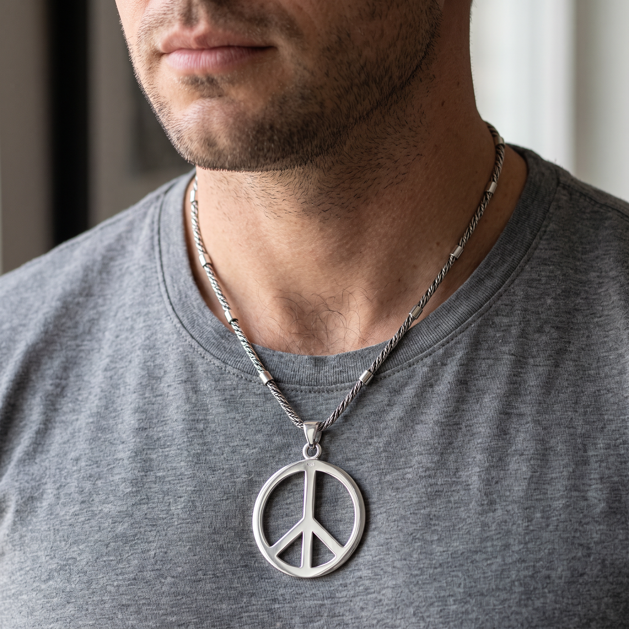 Peace symbol pendant silver 925