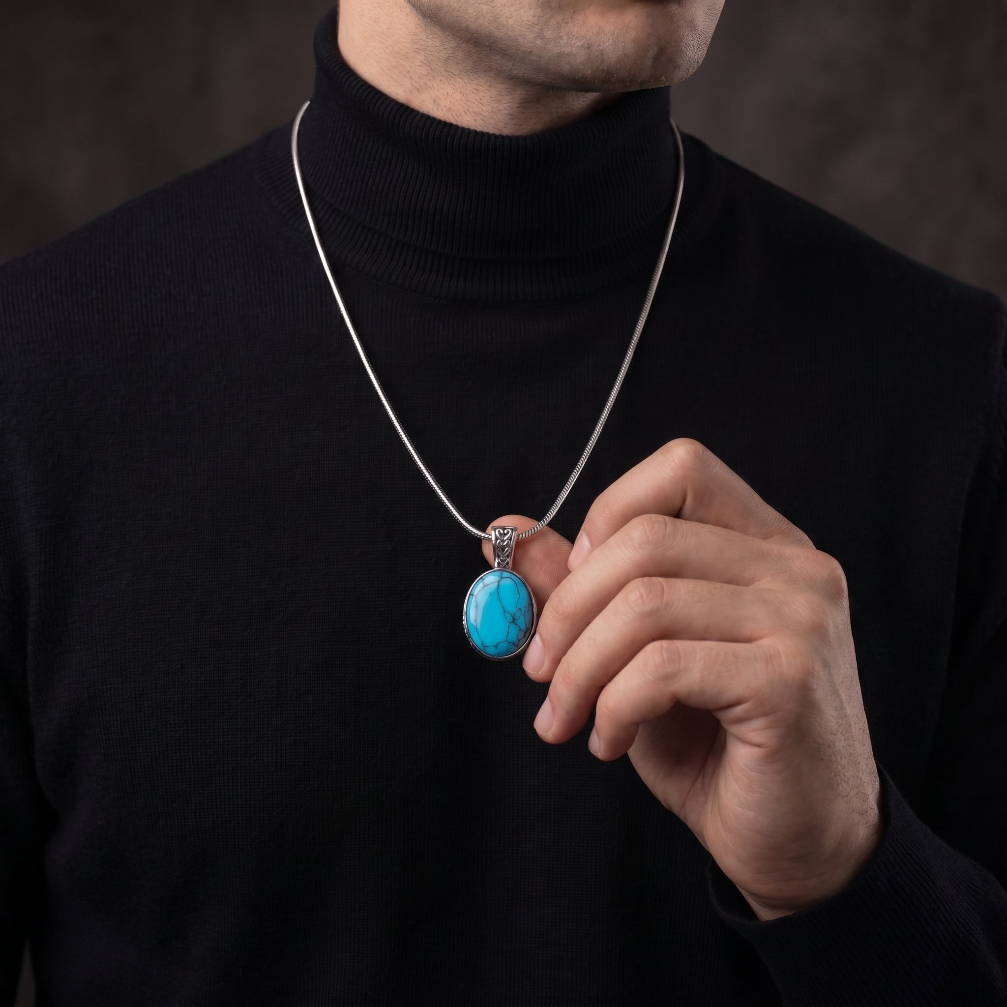 turquoise stones 925 sterling silver pendant