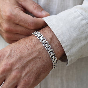 Men silver solid 925 thin bracelet 10mm