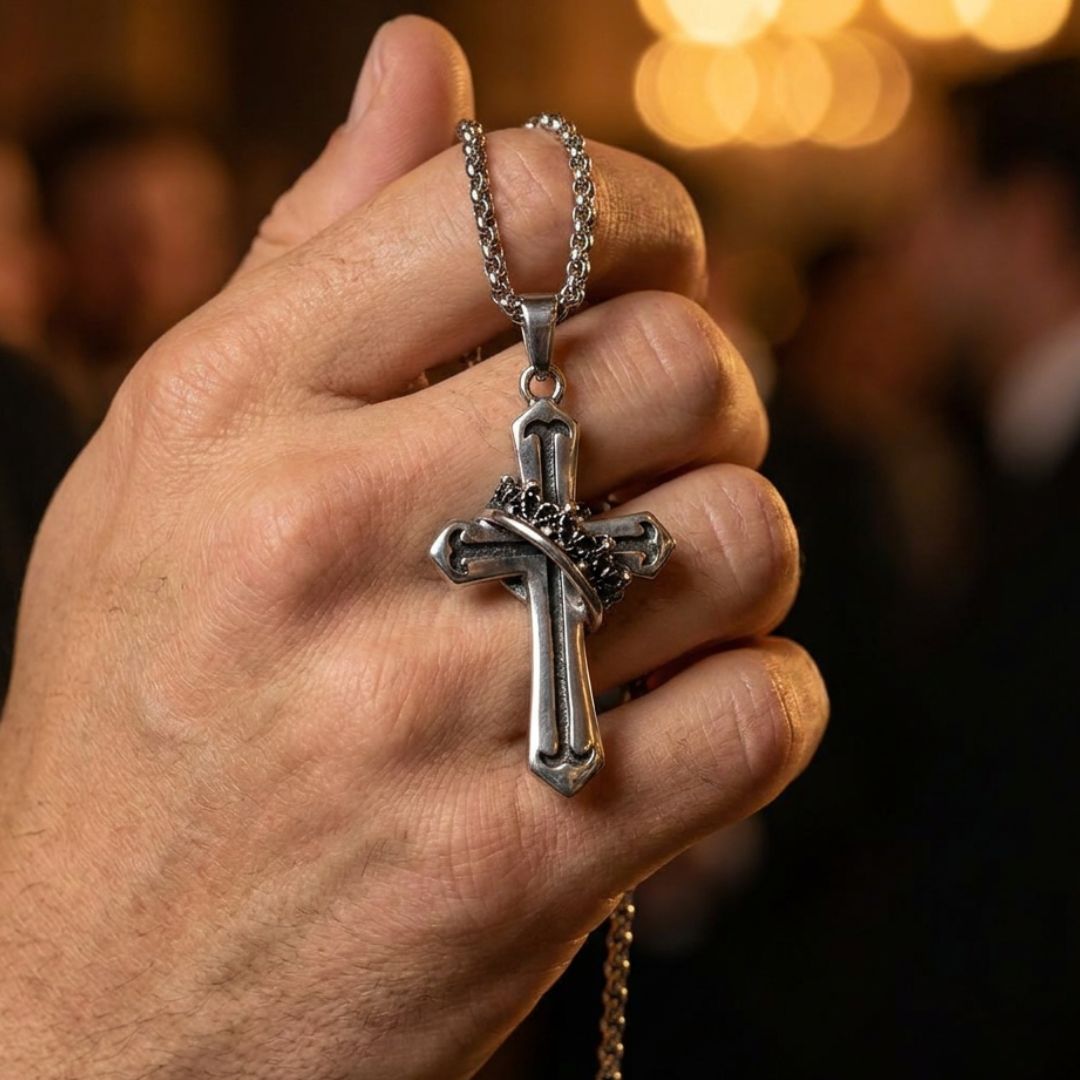 cross and crown with necklace