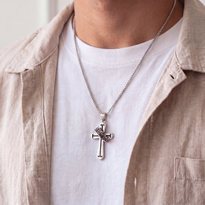 cross with crown pendant for men