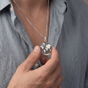Earth map silver pendant