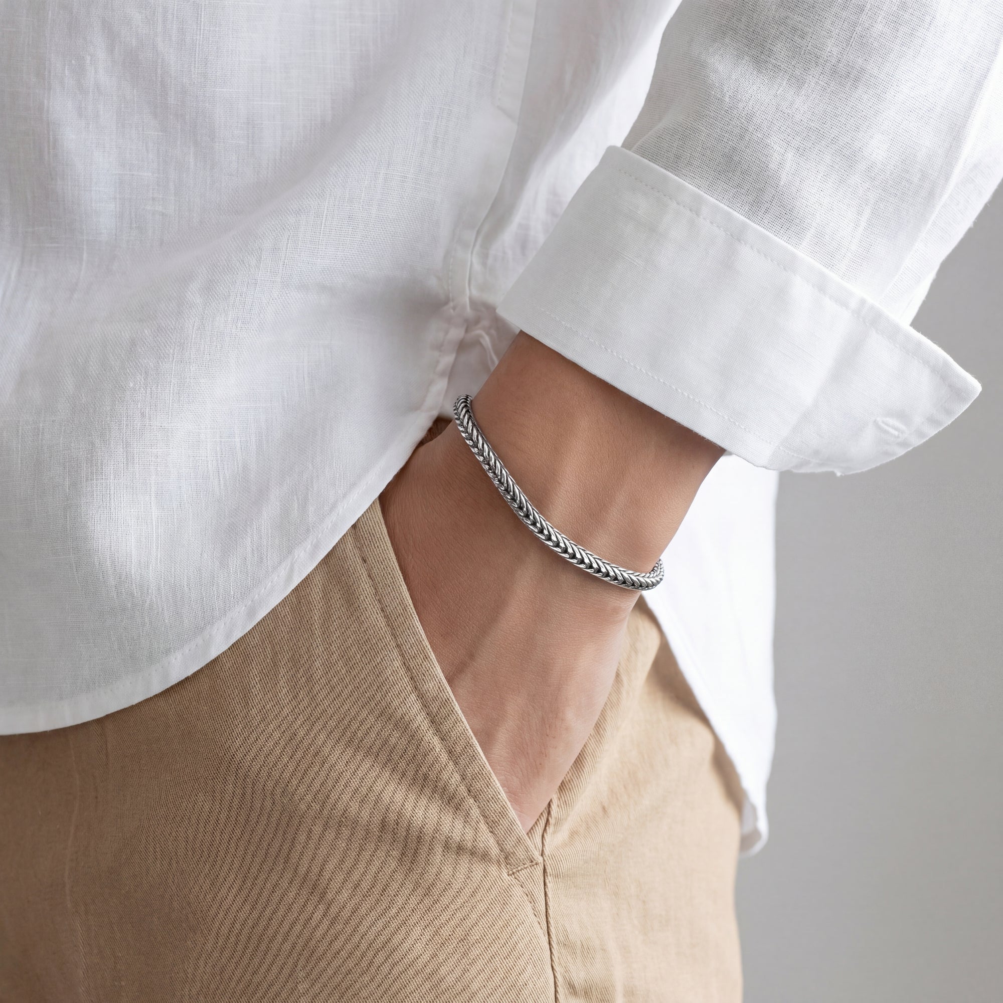 silver chain bracelet mens
