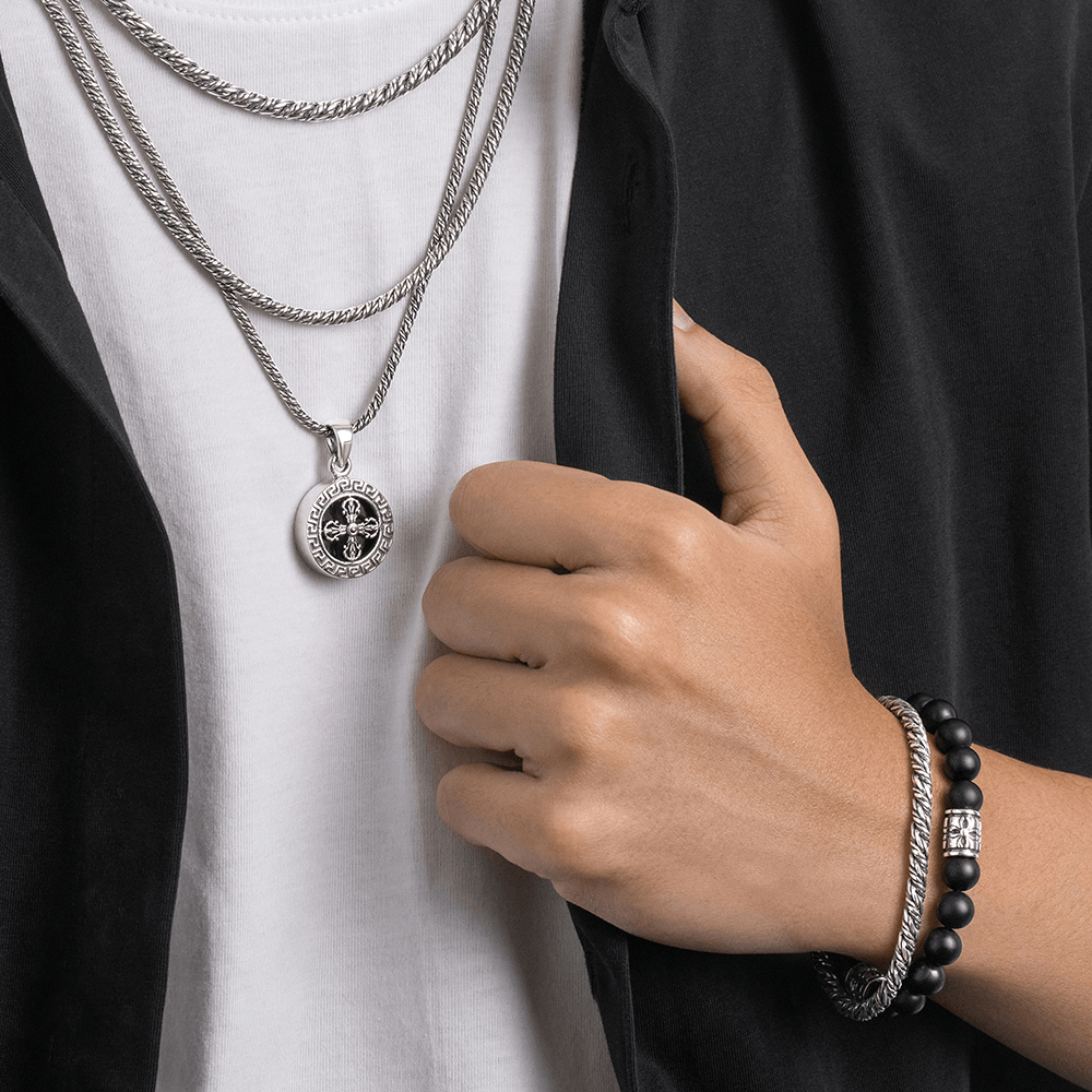 silver chain with cross pendant for men