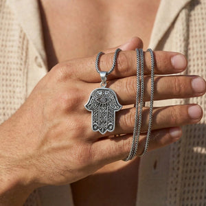 Hamsa hand silver pendant