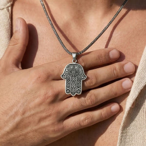 Hamsa hand 925 sterling silver pendant 