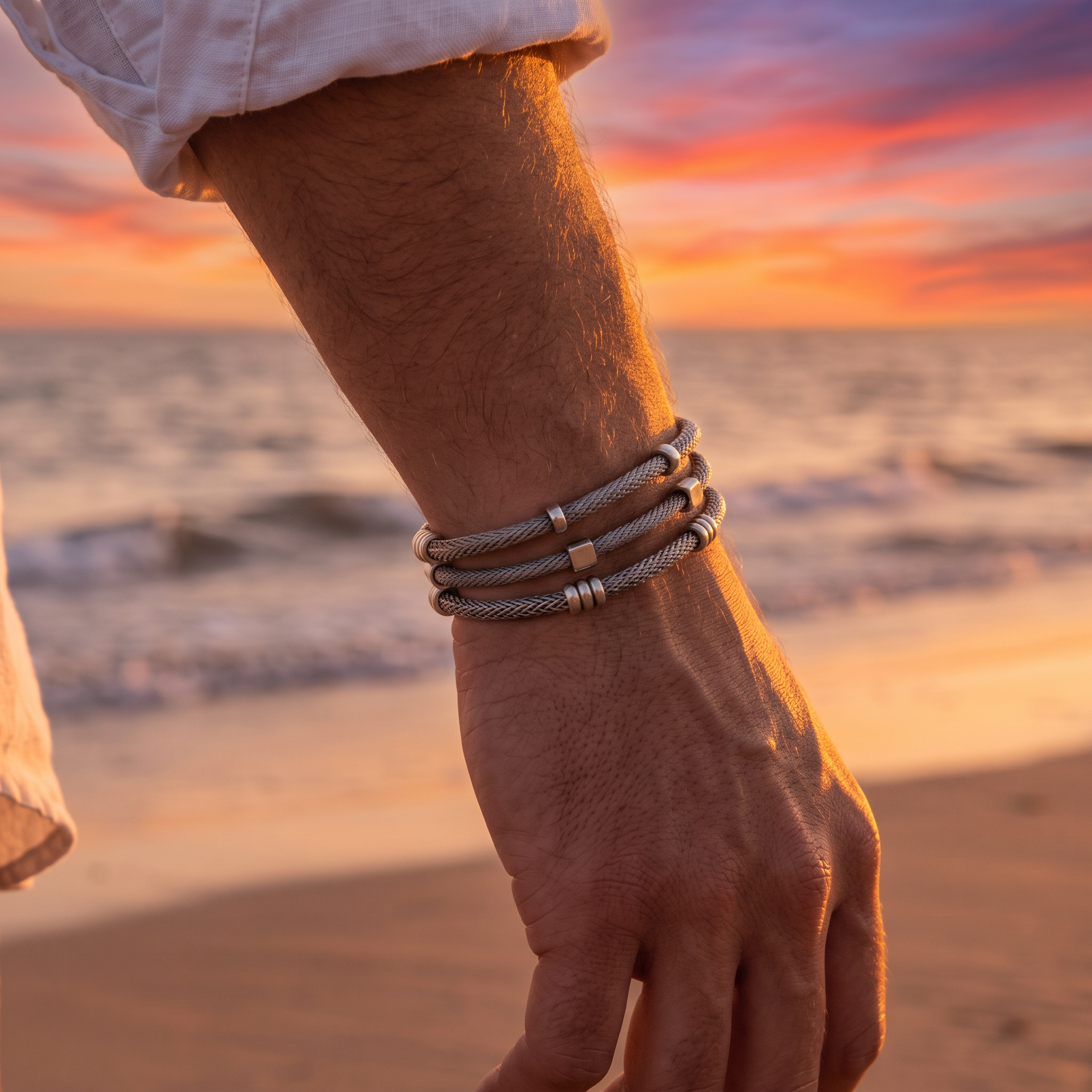 Italian Oxidized Silver Bracelet for men