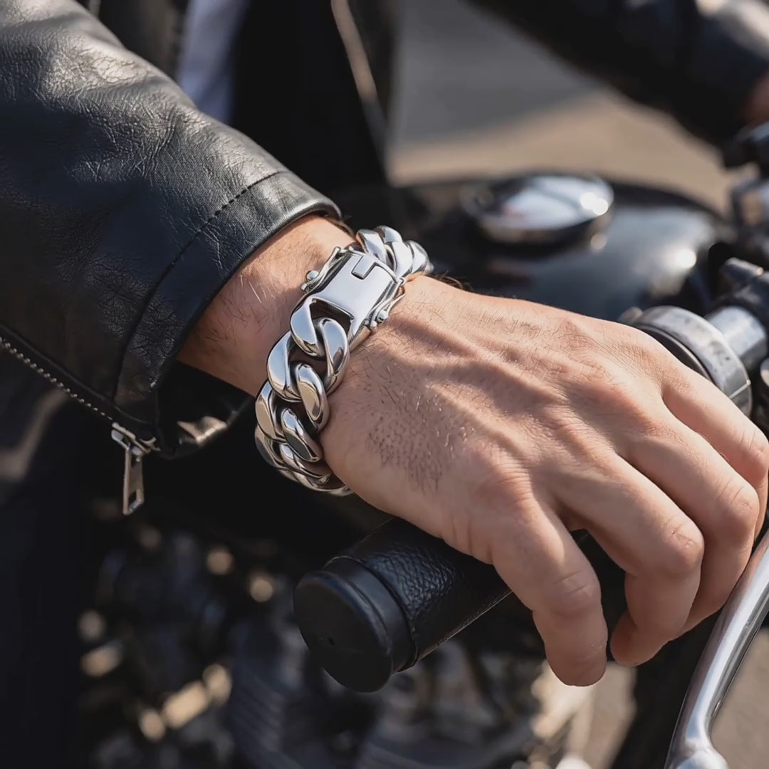 Men silver thick bracelet 925