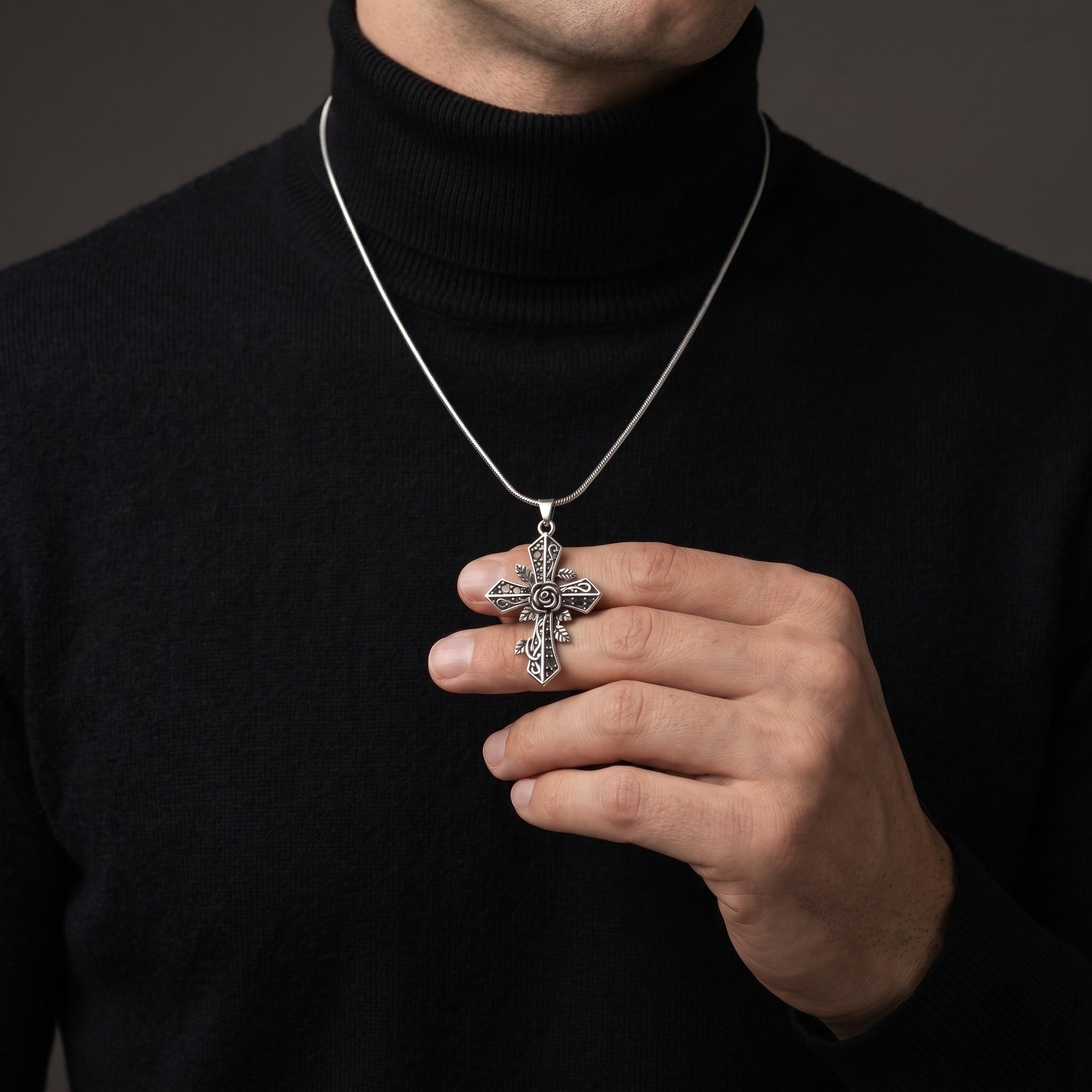 Rose Cross silver 925 Pendant