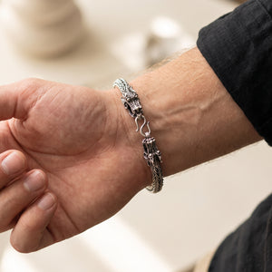 Silver 925 dragon heavy braided bracelet