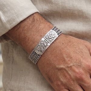 silver 925 flower lock braided bracelet