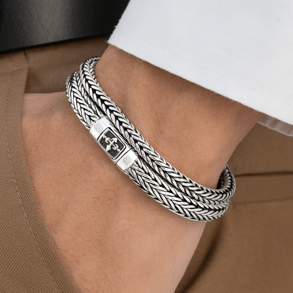 silver cross bracelet mens