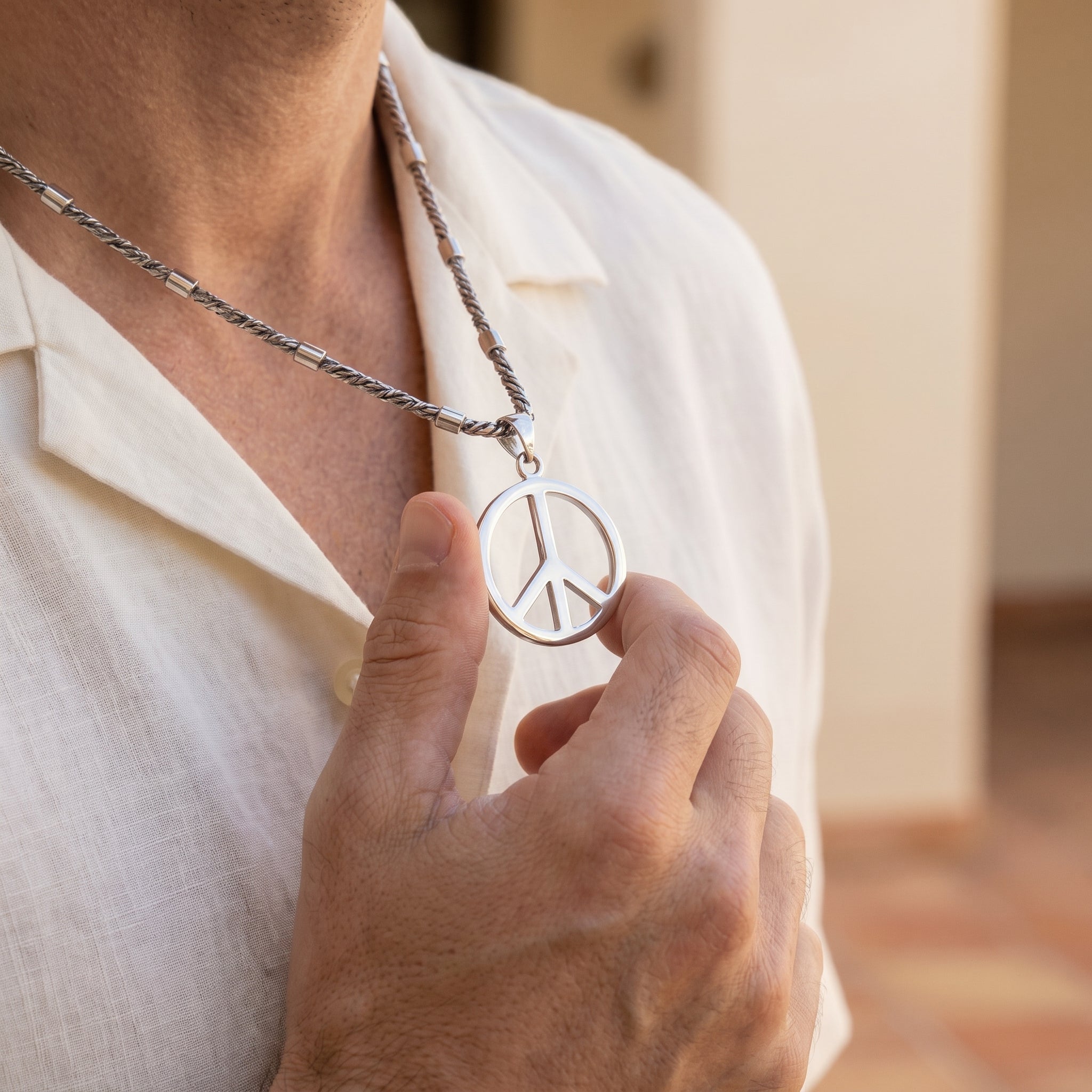 Peace symbol pendant 925 sterling silver