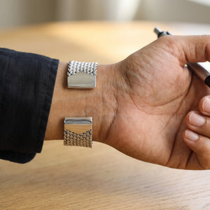 woven wide  silver 925 cuff for men vy