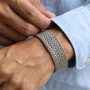 woven wide  silver 925 cuff