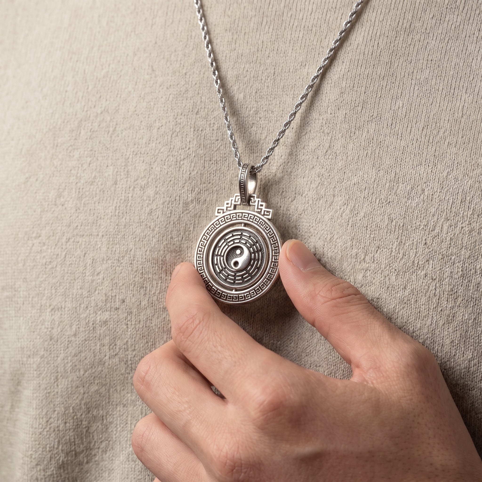sterling silver yin yang pendant