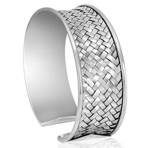 Wide braided silver cuff