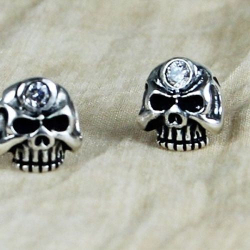 silver skull earrings high quality vy jewelry cool punk rock