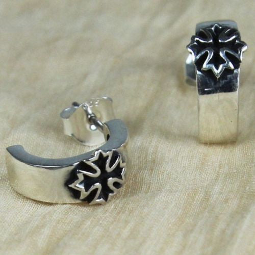 cross sterling silver earrings