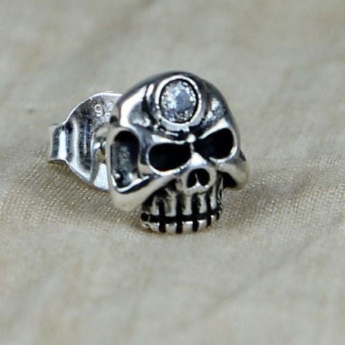 silver skull earrings high quality vy jewelry cool punk rock