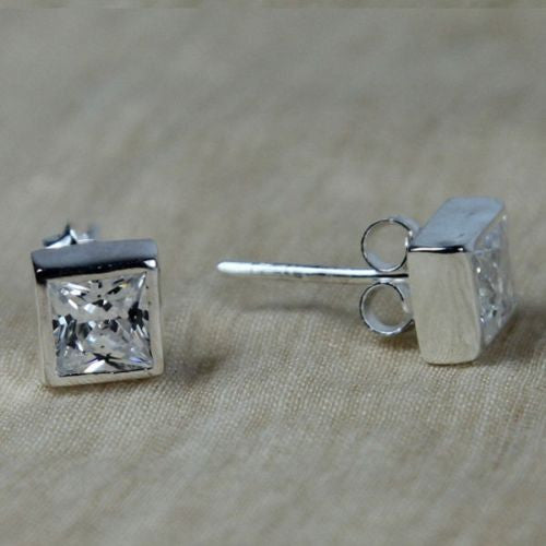 square earrings silver high quality jewelry fashion for mother girlfriend grandmother elegant