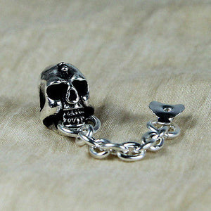 silver skull with chain high quality vy jewelry for her gift girlfriend punk biker rock cool