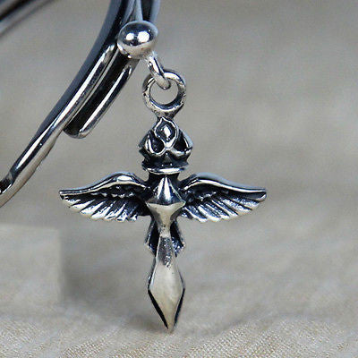 high quality silver cross with wings stud earrings vy jewelry for women
