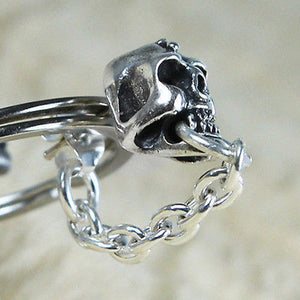 silver skull with chain high quality vy jewelry for her gift girlfriend punk biker rock cool