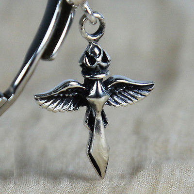 high quality silver cross with wings earrings vy jewelry for women