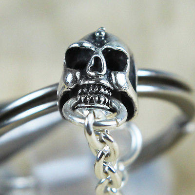 silver skull with chain high quality vy jewelry for her gift girlfriend punk biker rock cool