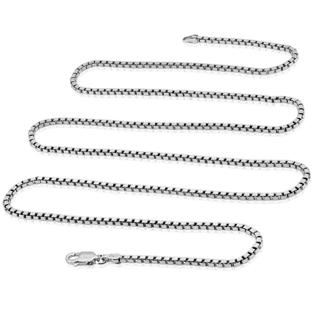 Italian 925 Silver 2mm Box Chain Necklace for Men & Women - VY Jewelry