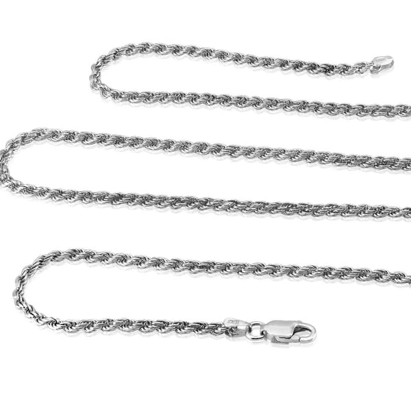 925 Silver Rope Chain Italian 2mm Necklace - Lengths 18 - 30 - VY Jewelry