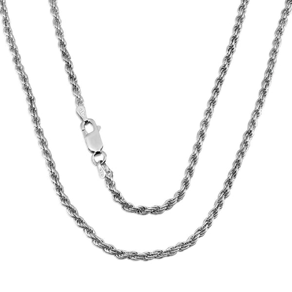 925 Silver Rope Chain Italian 2mm Necklace - Lengths 18 - 30 - VY Jewelry