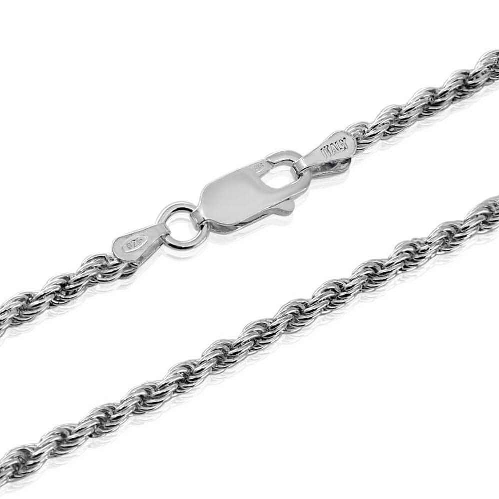 925 Silver Rope Chain Italian 2mm Necklace - Lengths 18 - 30 - VY Jewelry