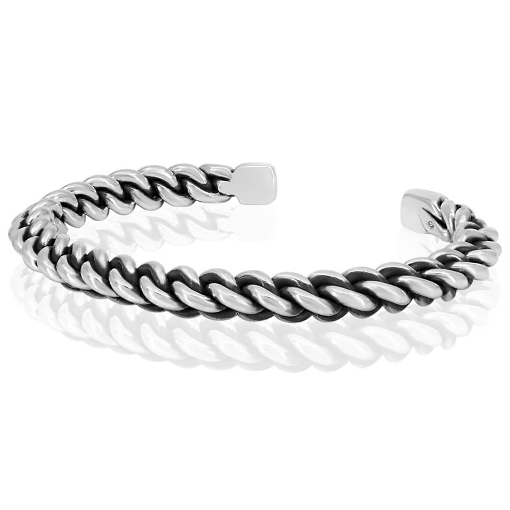 Men silver cuff bracelet