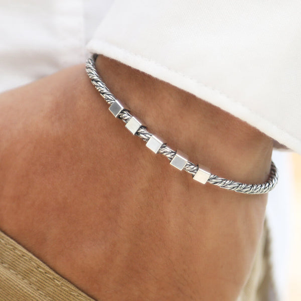NVM FRNCH 925 Sterling Silver Italian Model Silver Color Men's Bracelet FRJ12102-3102-CK - Boston main image 0