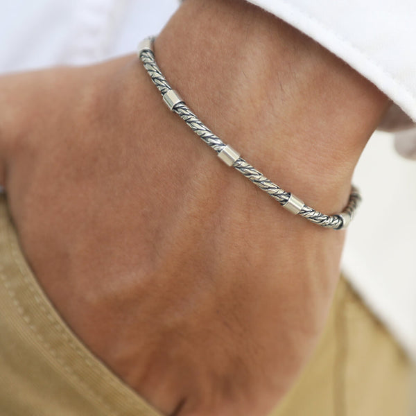 Italy 925 Sterling Silver Thin Style Men Bracelet Chain Necklace Gift VY  Jewelry