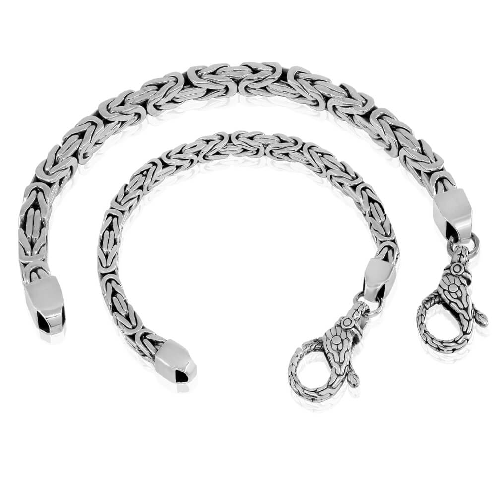 Silver Lobster Men's 5MM Woven Bracelet - Solid 925 Sterling Silver, Lobster Clasp, Made In Thailand (Size 8) - View #5