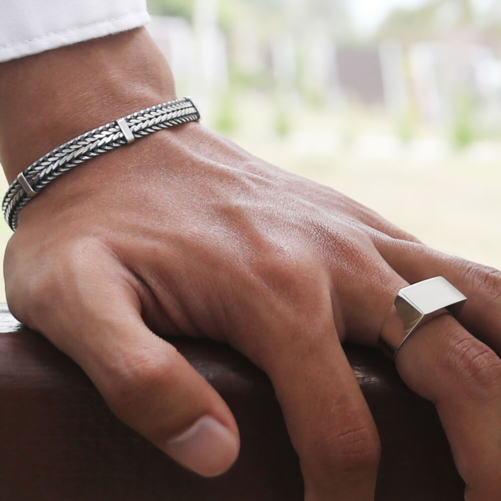 men silver bracelet