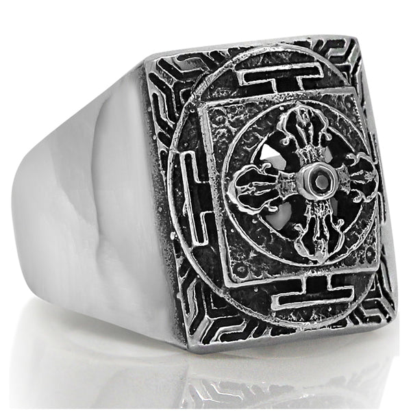 Cross Men Ring Signet made of 925 Solid Silver, Size 8 to 14 - VY Jewelry