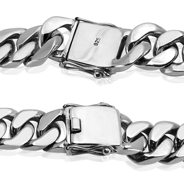 Cuban Silver Bracelet for Men - Solid 15mm Links Chain - VY Jewelry