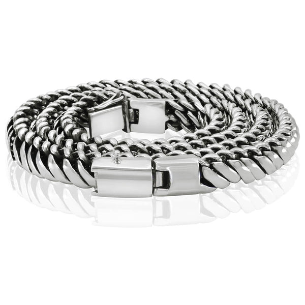 Men's Rounded Curb Chain Bracelet Set 3mm / 6mm Chain Bracelet Set