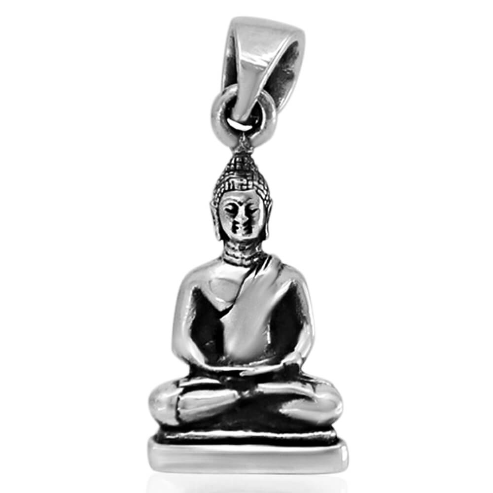 WithLoveSilver 925 Sterling Silver Buddha Om Ohm Sacred Fig Leaf Pendant - 6 Grams, Black Velvet Pouch