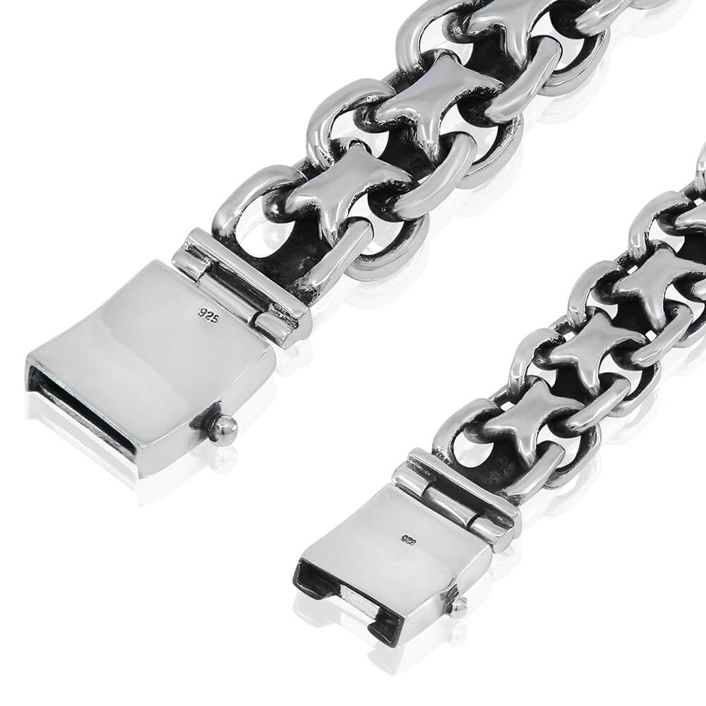 Biker Bracelets 925 Sterling Silver, 15/20mm, Size 7 to 11 VY Jewelry