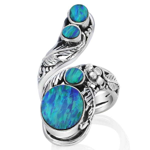 Blue Seam Opal Ring, 925 online Sterling Silver