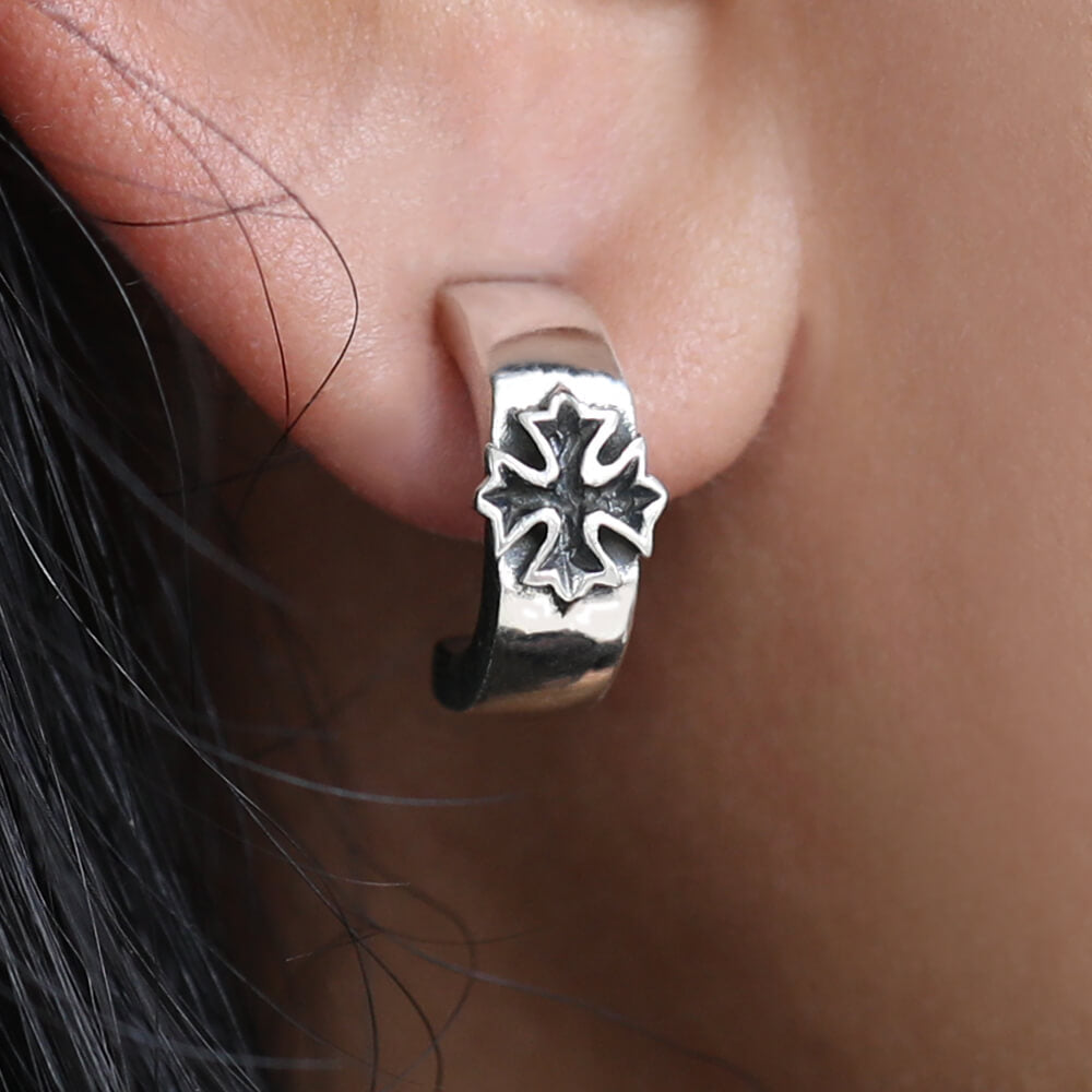 cross sterling silver earrings