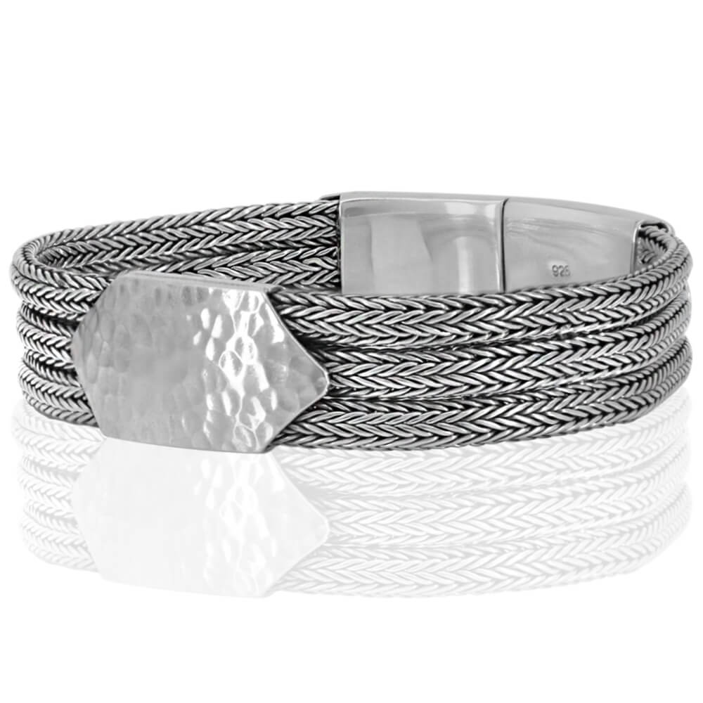 Sterling Trio 925 Silver Braided Unisex Bracelet - Size 7 - 10 - VY Jewelry